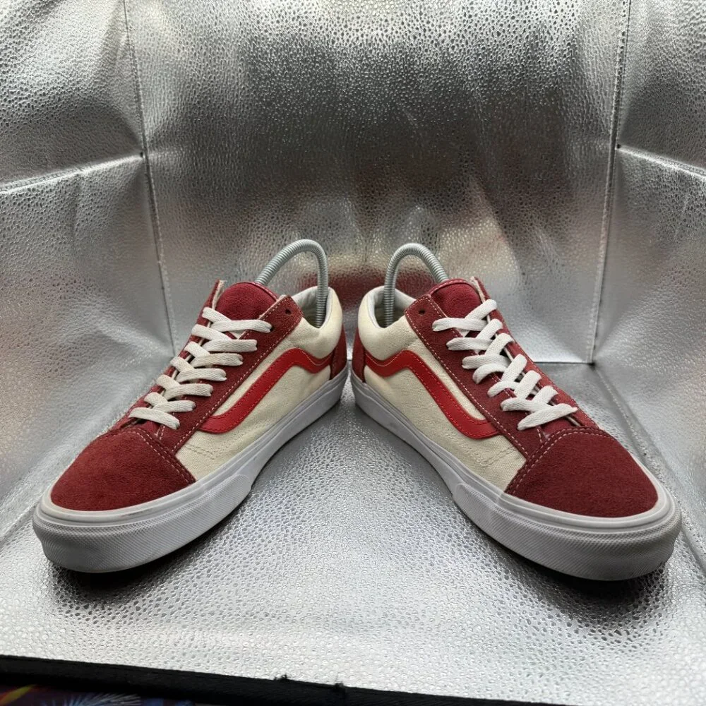 Size 10 Vans Off The Wall‎ Low Top Red White Mens Athletic Sneakers 500714